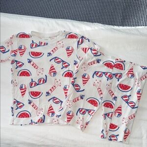 Carter's White Kids Pajama Set with Red & Blue Summer Icons